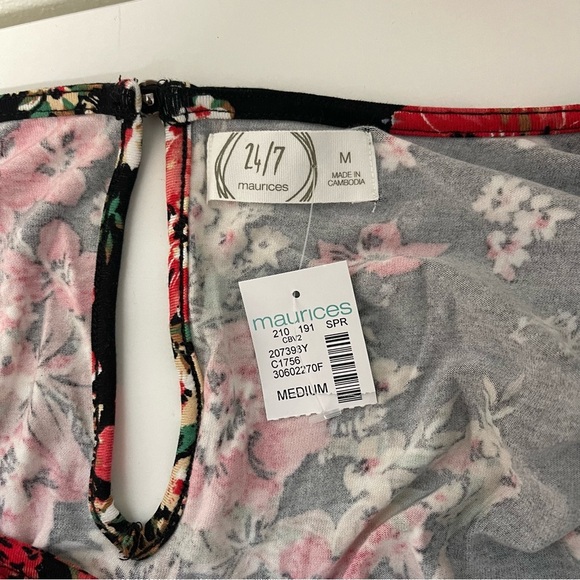 Maurices NWT Black & Red Floral Print Sweetheart Crop Jumpsuit Medium Women’s - Picture 12 of 14